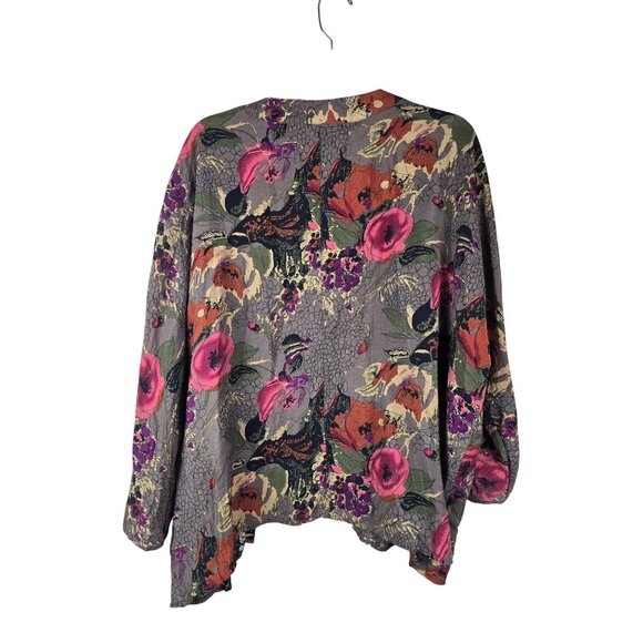 Soft Surroundings Floral Open Front Cardigan Jacket L Multicolor Rayon Blend - Picture 3 of 4